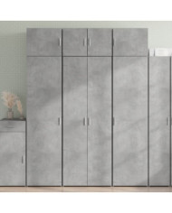 Buffet haut gris béton 70x42,5x185 cm bois d'ingénierie | Mobilier & Déco