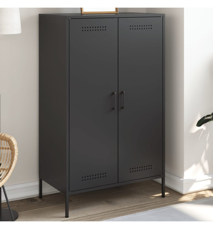 Buffet haut noir 68x39x113 cm acier | Mobilier & Déco