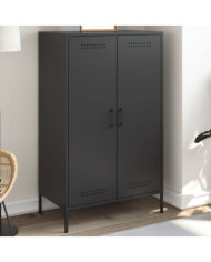 Buffet haut noir 68x39x113 cm acier | Mobilier & Déco