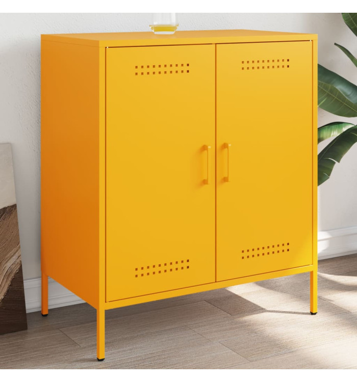 Buffet jaune moutarde 68x39x79 cm acier | Mobilier & Déco