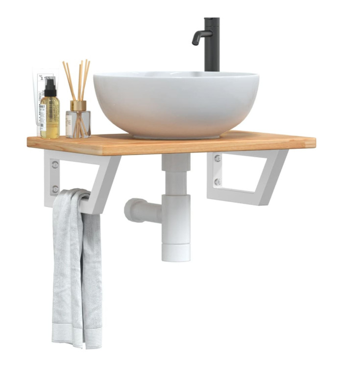 Étagère de vasque murale acier et bois de chêne massif | Mobilier & Déco