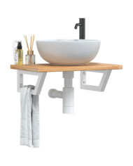 Étagère de vasque murale acier et bois de chêne massif | Mobilier & Déco