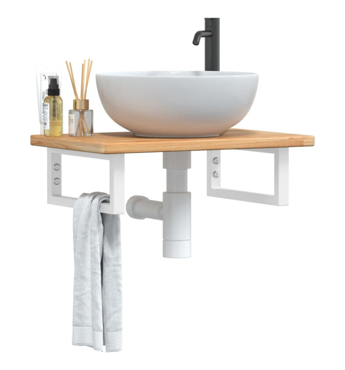 Étagère de vasque murale acier et bois de chêne massif | Mobilier & Déco