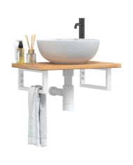 Étagère de vasque murale acier et bois de chêne massif | Mobilier & Déco
