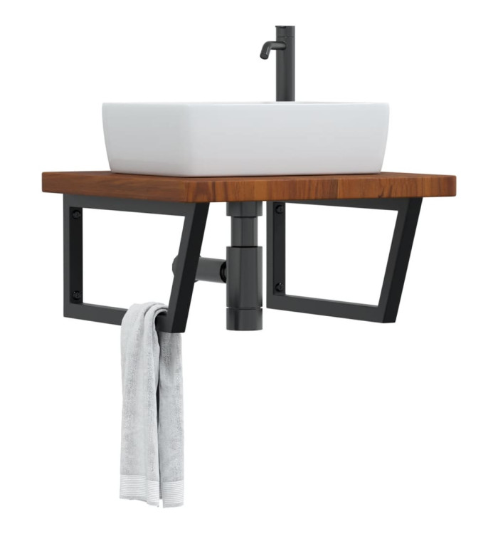 Étagère de vasque murale acier et bois de chêne massif | Mobilier & Déco