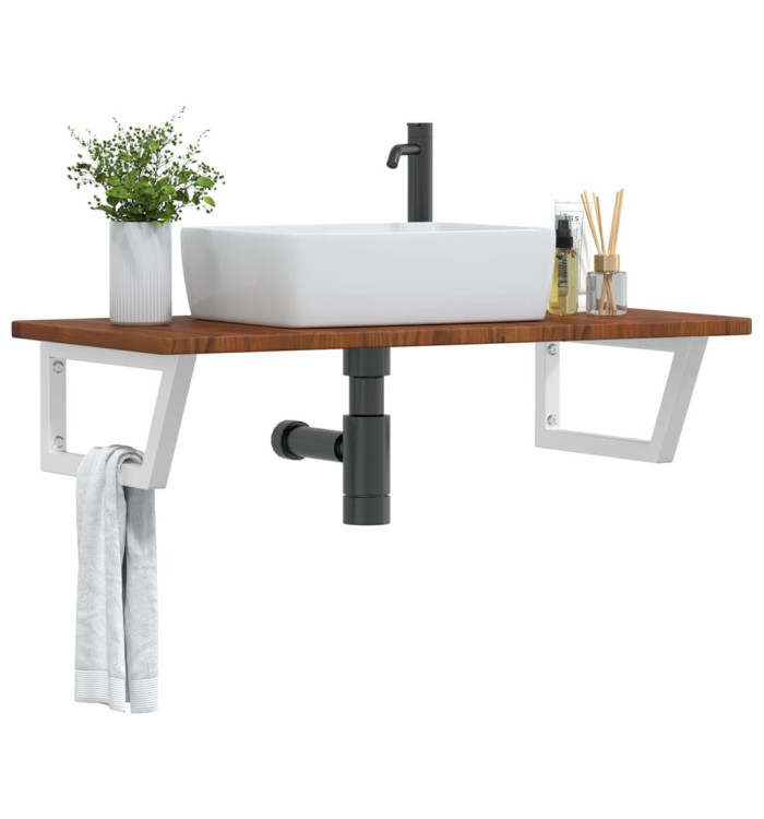 Étagère de vasque murale acier et bois de chêne massif | Mobilier & Déco