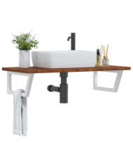 Étagère de vasque murale acier et bois de chêne massif | Mobilier & Déco