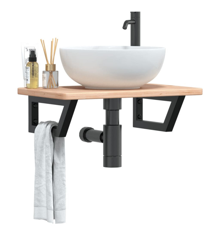 Étagère de vasque murale acier et bois de chêne massif | Mobilier & Déco