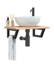 Étagère de vasque murale acier et bois de chêne massif | Mobilier & Déco