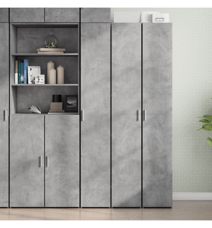 Buffet haut gris béton 30x42,5x185 cm bois d'ingénierie | Mobilier & Déco