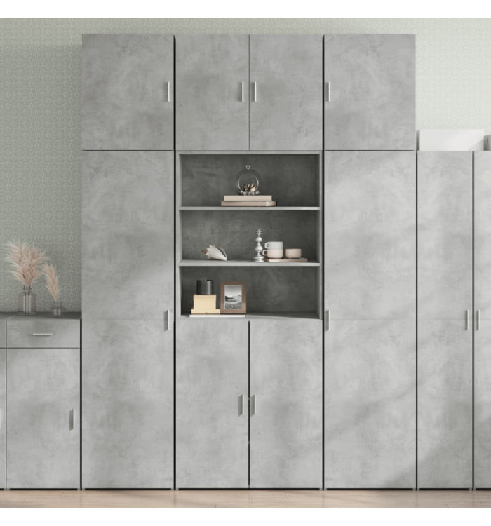 Buffet haut gris béton 80x42,5x249 cm bois d'ingénierie | Mobilier & Déco
