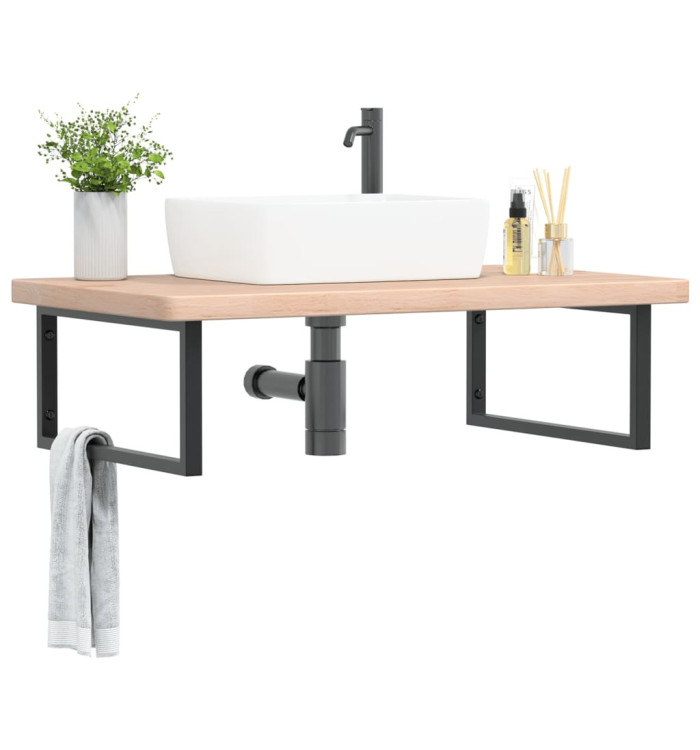 Étagère de vasque murale acier et bois de chêne massif | Mobilier & Déco