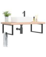 Étagère de vasque murale acier et bois de chêne massif | Mobilier & Déco
