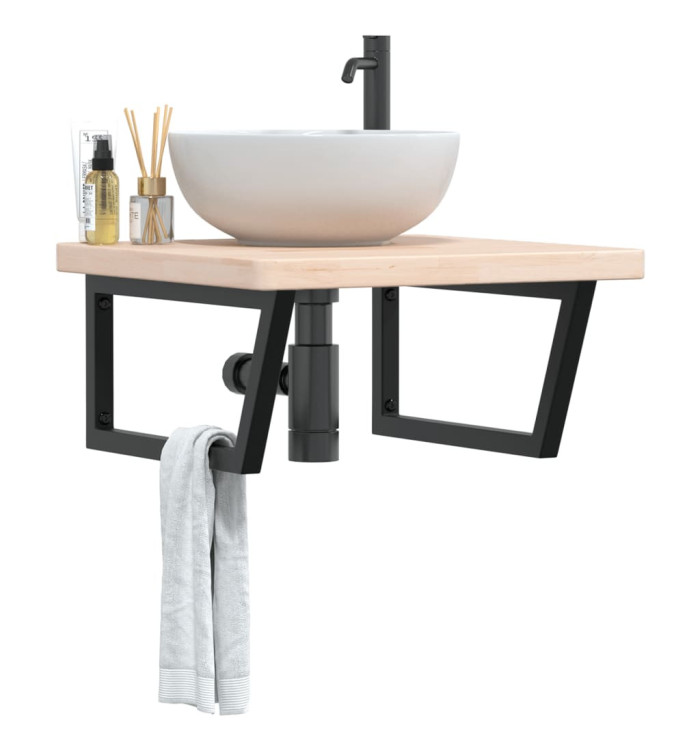 Étagère de vasque murale acier et bois de chêne massif | Mobilier & Déco