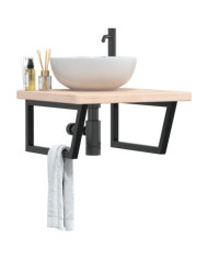 Étagère de vasque murale acier et bois de chêne massif | Mobilier & Déco