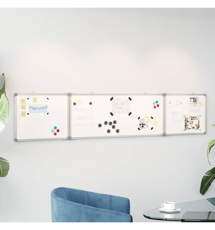 Tableau blanc magnétique pliable 200x40x1,7 cm aluminium | Mobilier & Déco