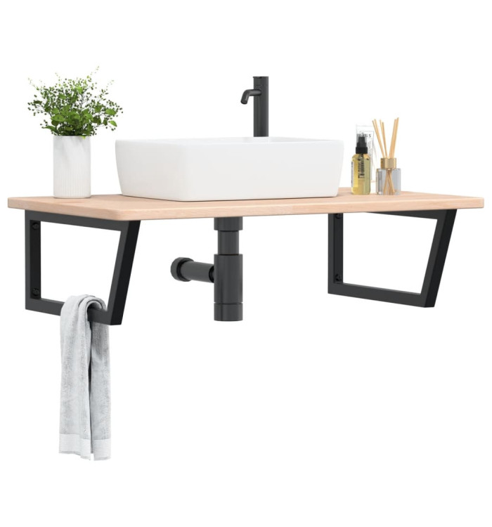 Étagère de vasque murale acier et bois de chêne massif | Mobilier & Déco