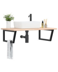 Étagère de vasque murale acier et bois de chêne massif | Mobilier & Déco