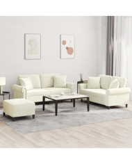 Ensemble de canapés 3 pcs avec coussins crème velours | Mobilier & Déco