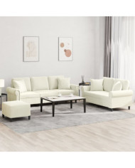 Ensemble de canapés 3 pcs avec coussins crème velours | Mobilier & Déco