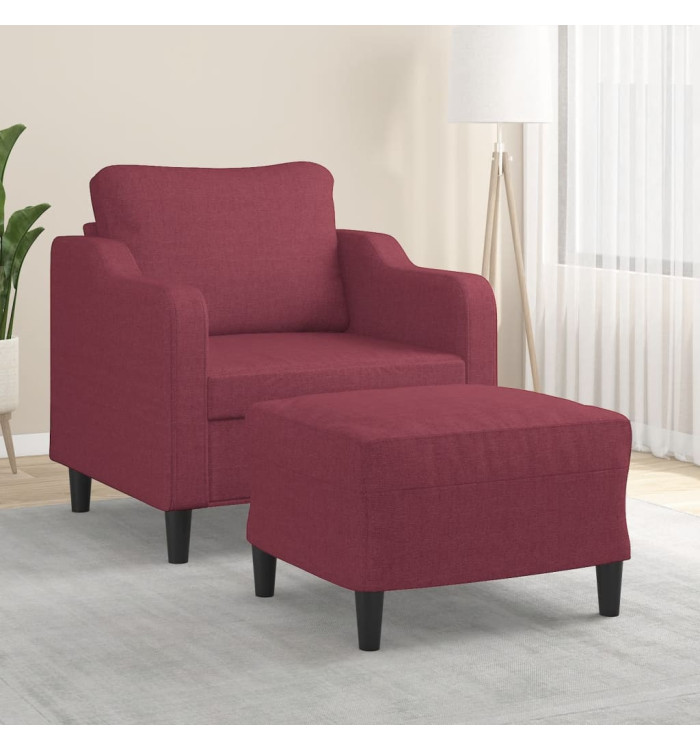 Fauteuil avec repose-pied Rouge bordeaux 60 cm Tissu | Mobilier & Déco