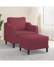 Fauteuil avec repose-pied Rouge bordeaux 60 cm Tissu | Mobilier & Déco
