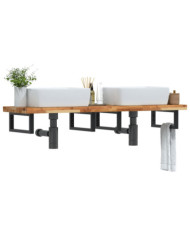 Étagère de vasque murale acier et bois massif d'acacia | Mobilier & Déco