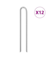 Piquets de tente 12pcs forme de U 41,5 cm Ø12mm acier galvanisé | Mobilier & Déco
