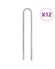 Piquets de tente 12 pcs en forme de U 30cm Ø7mm acier galvanisé | Mobilier & Déco