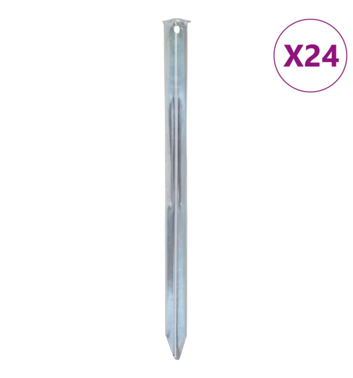 Piquets de tente 24 pcs 30 cm Ø20 mm acier galvanisé | Mobilier & Déco