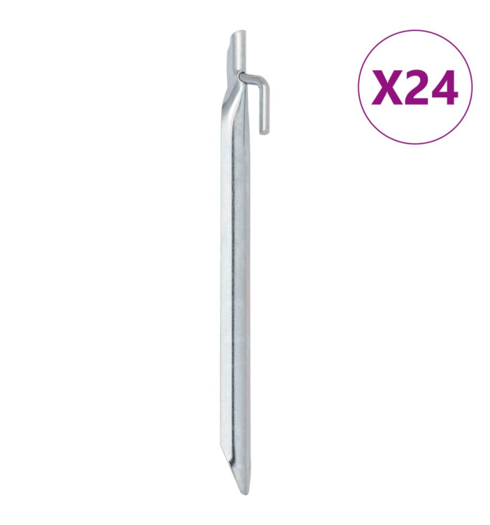 Piquets de tente 24pcs en forme de V 24cm Ø20mm acier galvanisé | Mobilier & Déco