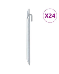 Piquets de tente 24pcs en forme de V 24cm Ø20mm acier galvanisé | Mobilier & Déco