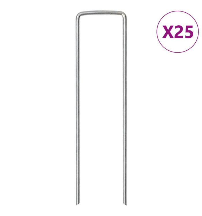 Piquets de sol en forme de U 25 pcs 15x3,5 cm acier galvanisé | Mobilier & Déco