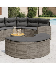 Tabouret de jardin avec coussin gris résine tressée | Mobilier & Déco
