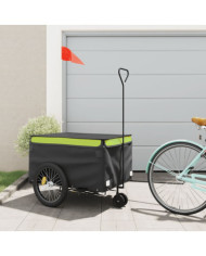 Remorque de vélo noir et vert 45 kg fer | Mobilier & Déco