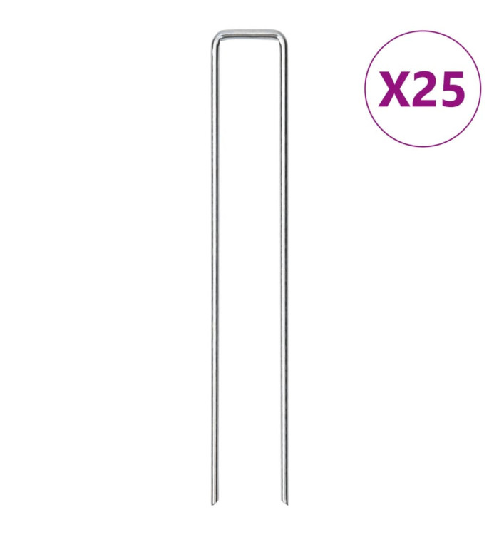 Piquets de sol en forme de U 25 pcs 20x3,5 cm acier galvanisé | Mobilier & Déco
