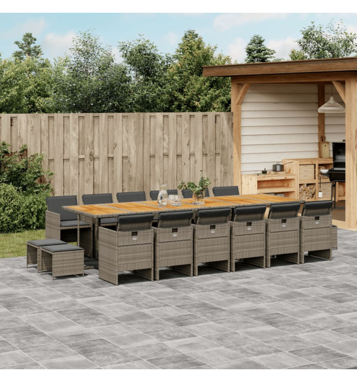 Ensemble à manger de jardin 17 pcs et coussins résine tressée | Mobilier & Déco