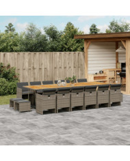 Ensemble à manger de jardin 17 pcs et coussins résine tressée | Mobilier & Déco