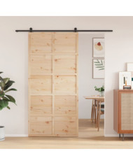 Porte de grange 100x208 cm bois massif de pin | Mobilier & Déco