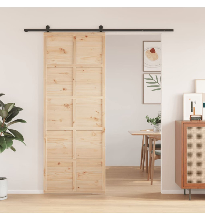 Porte de grange 80x208 cm bois massif de pin | Mobilier & Déco