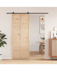 Porte de grange 80x208 cm bois massif de pin | Mobilier & Déco