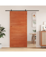 Porte de grange marron cire 100x208 cm bois massif de pin | Mobilier & Déco
