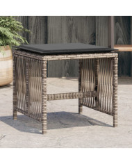 Tabourets de jardin et coussins lot de 4 gris 41x41x36 cm rotin | Mobilier & Déco