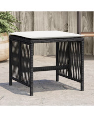 Tabourets de jardin et coussins lot de 4 noir 41x41x36 cm rotin | Mobilier & Déco