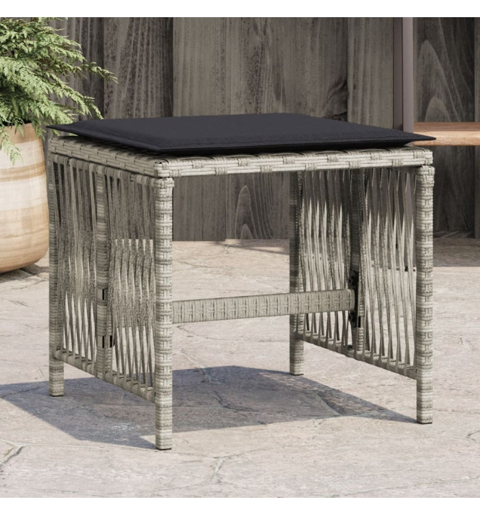 Tabourets de jardin et coussins lot de 4 gris clair 41x41x36 cm | Mobilier & Déco