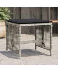 Tabourets de jardin et coussins lot de 4 gris clair 41x41x36 cm | Mobilier & Déco
