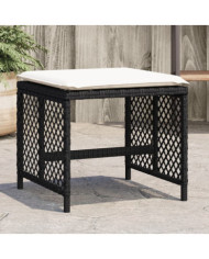 Tabourets de jardin et coussins lot de 4 noir 41x41x36 cm rotin | Mobilier & Déco