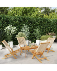 Chaises de jardin pliantes lot de 4 beige bois d'acacia massif | Mobilier & Déco