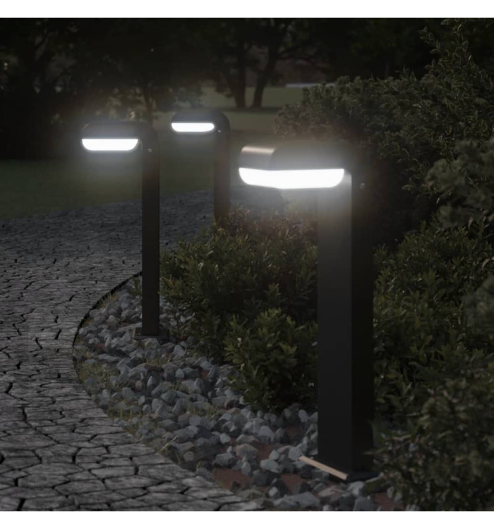 Lampadaires d'extérieur 3pcs noir aluminium moulé sous pression | Mobilier & Déco