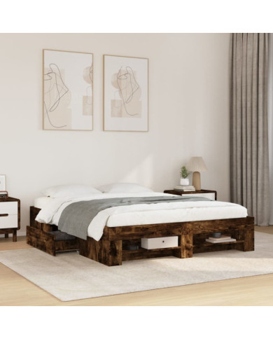 Cadre de lit sans matelas chêne fumé 150x200 cm bois ingénierie | Mobilier & Déco